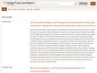 The Hedge Fund Law Report